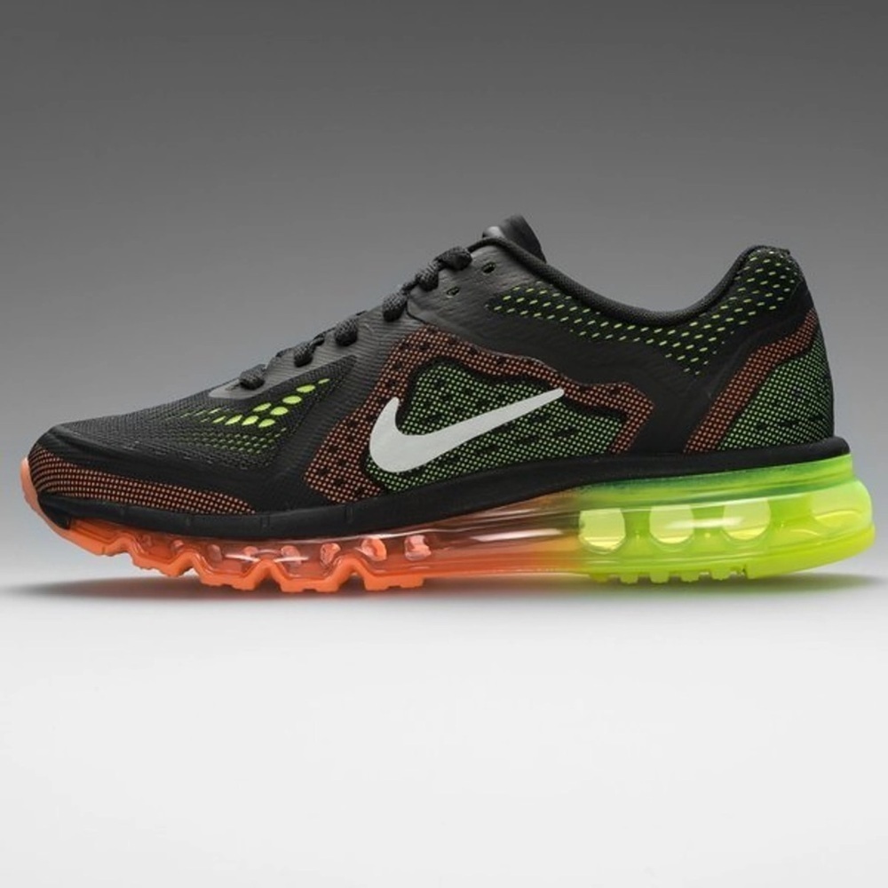 RARE! Nike Air Max Running Shoes Men’s Size 8 Charcoal Volt Orange.